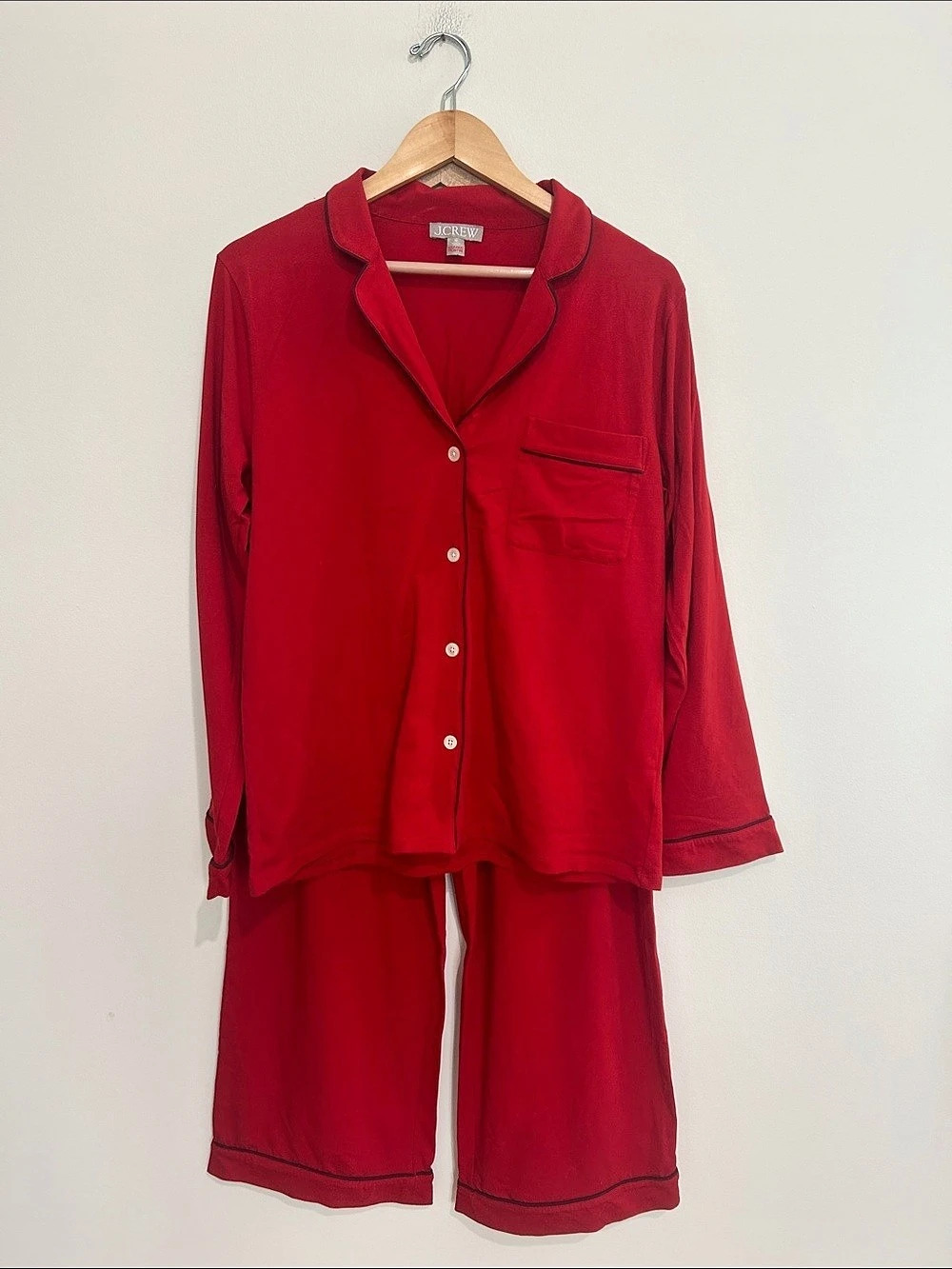 J.Crew Long-Sleeve Pajama Pant Set Red Size Medium EUC